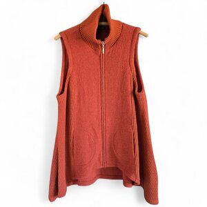 For Cynthia Womens Rust Wool Blend Sleeveless Shawl Collar Sweater Vest XL